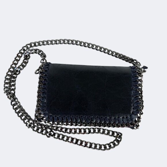 Borse in Pelle Stella Black Leather Crossbody Bag Clutch Removable Chain Strap - Picture 1 of 12
